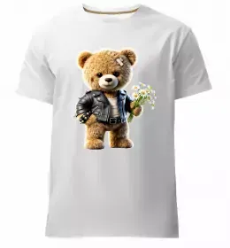 Мужская премиум футболка Ведмедик зі скейтбордом Черный фото