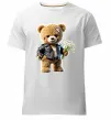 Чоловіча преміум футболка Ведмедик з букетом квітів Білий Чоловіча преміум футболка Ведмедик з букетом квітів Білий фото