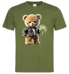 Чоловіча футболка Ведмедик з букетом квітів Оливковий Чоловіча футболка Ведмедик з букетом квітів Оливковий фото