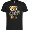 Чоловіча футболка Ведмедик з букетом квітів Чорний Чоловіча футболка Ведмедик з букетом квітів Чорний фото