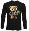 Лонгслив Ведмедик з букетом квітів Черный фото