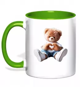 Чашка с цветной ручкой Relaxed bear Красный фото