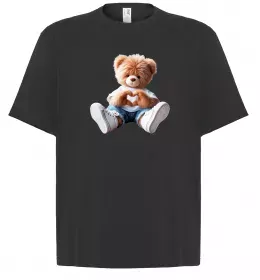 Футболка Оверсайз Ведмедик зі скейтбордом Черный фото