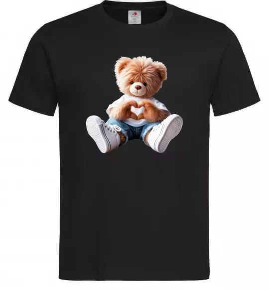 Мужская футболка Ведмедик сердечко Черный фото