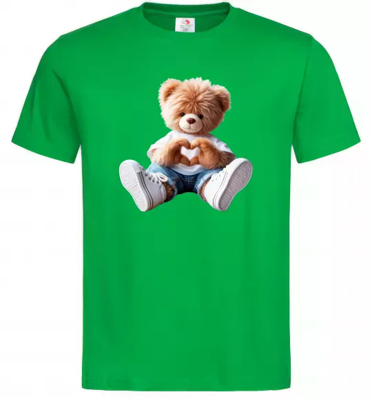 Мужская футболка Ведмедик сердечко Зеленый фото