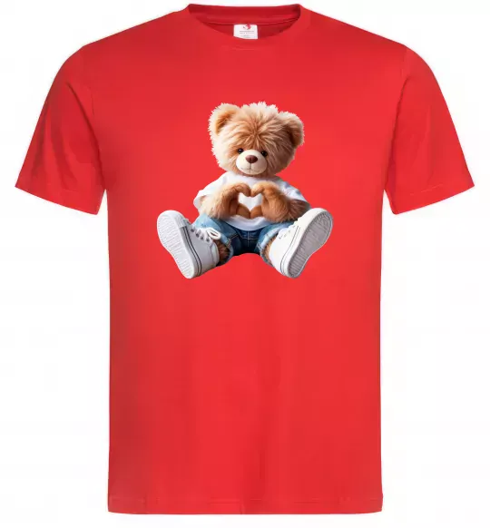 Мужская футболка Ведмедик сердечко Красный фото