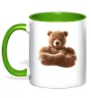 Чашка з кольоровою ручкою Ведмедик зі складеними руками Зелений фото