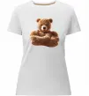 Женская премиум футболка Ведмедик зі складеними руками Белый фото