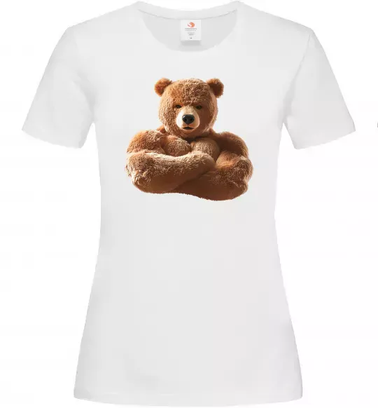 Женская футболка Ведмедик зі складеними руками Белый фото