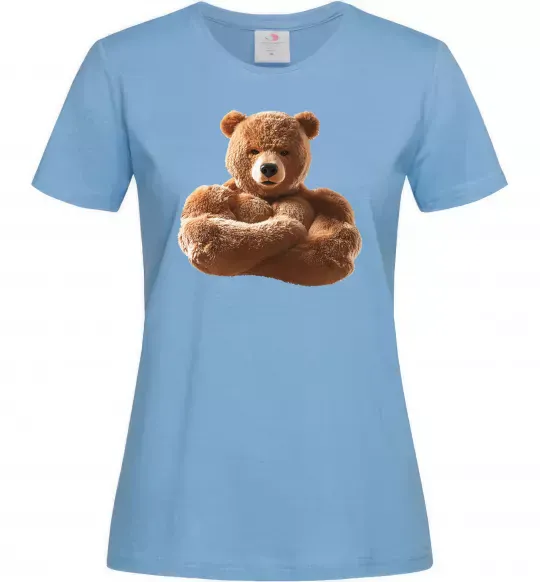 Женская футболка Ведмедик зі складеними руками Голубой фото