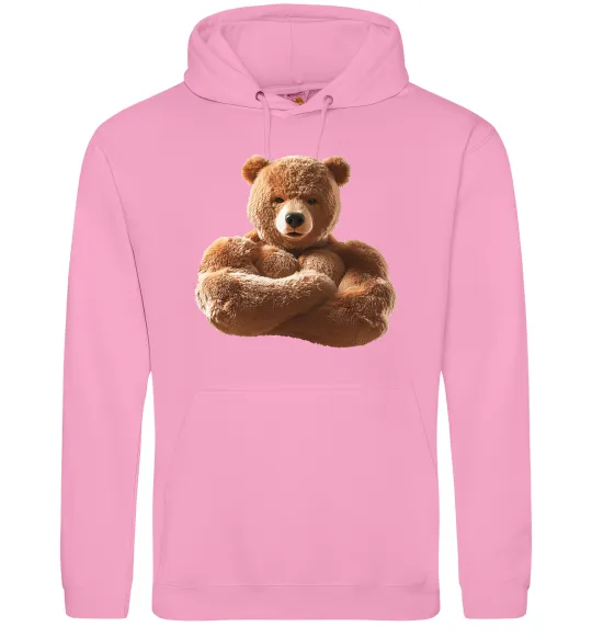 Мужская толстовка (худи) Ведмедик зі складеними руками Розовый фото