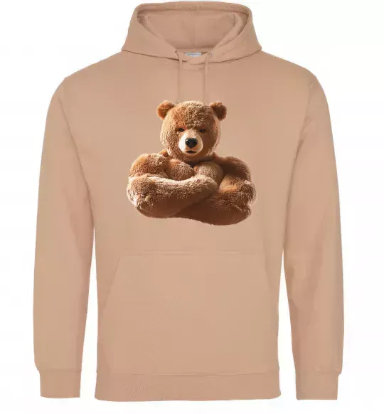 Чоловіча толстовка (худі) Ведмедик зі складеними руками Пісочний фото