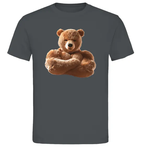 Чоловіча футболка Ведмедик зі складеними руками Графіт фото