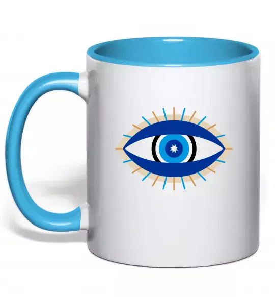 Чашка с цветной ручкой Око Голубой фото