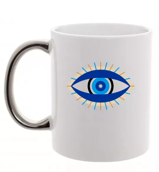 Чашка с цветной ручкой Око Серебро фото