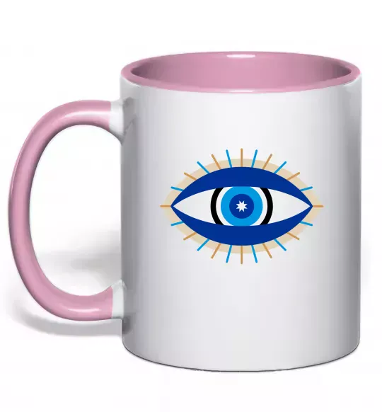 Чашка с цветной ручкой Око Нежно розовый фото