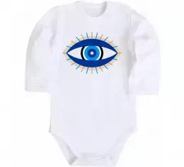 Дитячий бодік Очі блискавка сердечко Білий фото