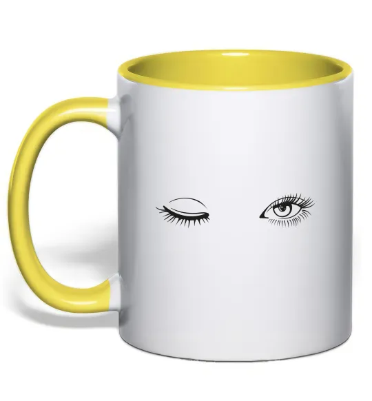 Чашка с цветной ручкой Очі підморгують Лимонный фото