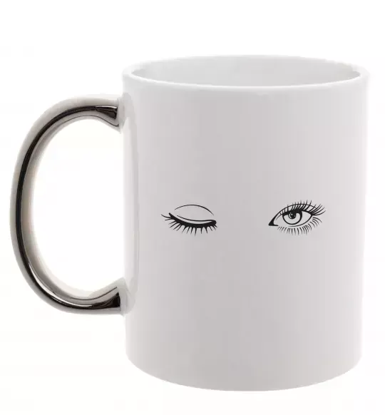 Чашка з кольоровою ручкою Очі підморгують Срібло фото
