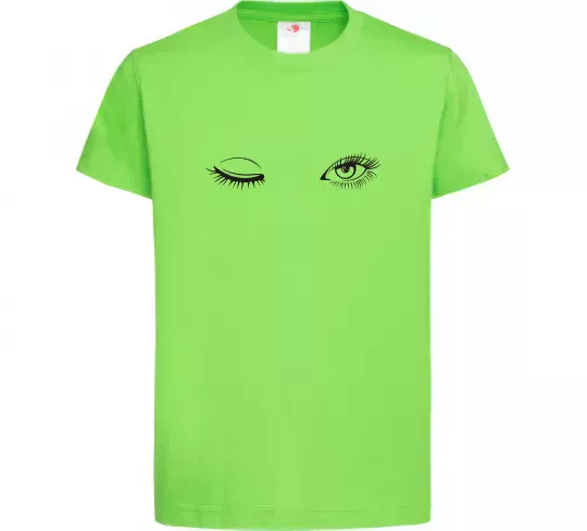 Дитяча футболка Очі підморгують Лаймовий фото