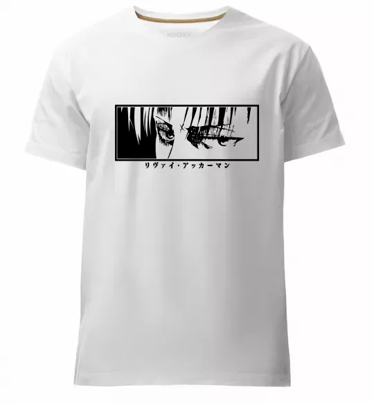 Чоловіча преміум футболка Очі аніме з написом Білий фото