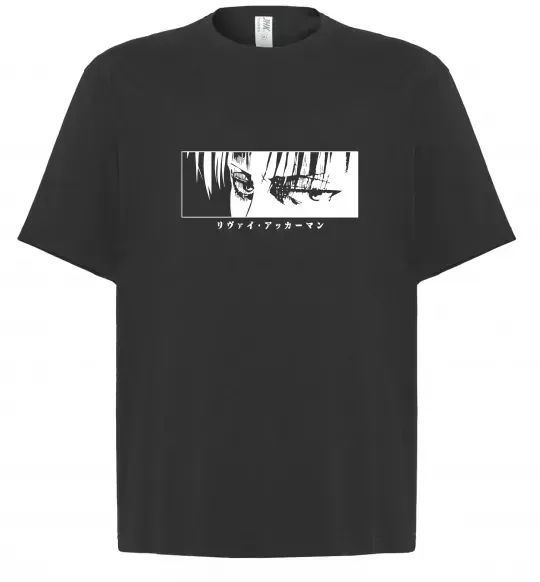 Футболка Оверсайз Очі аніме з написом Чорний фото