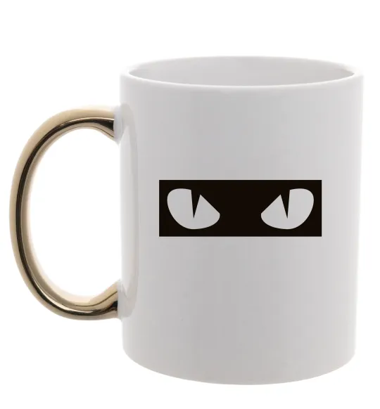 Чашка с цветной ручкой Очі котячі Золото фото