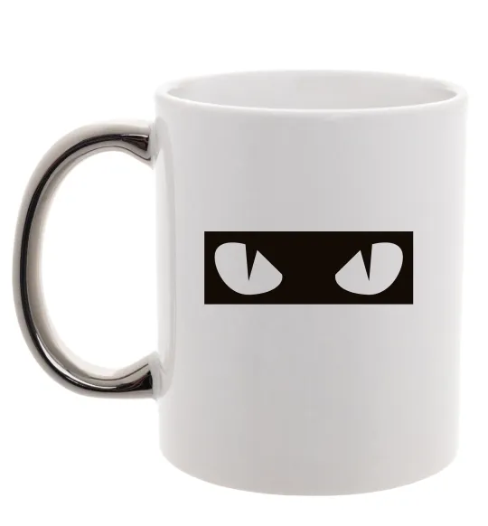 Чашка с цветной ручкой Очі котячі Серебро фото