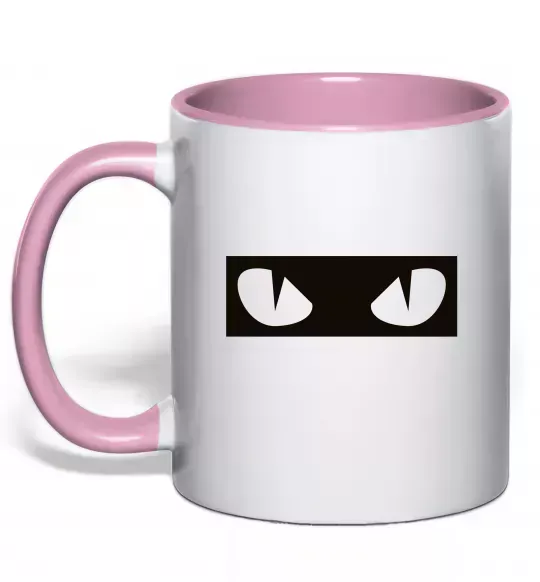 Чашка с цветной ручкой Очі котячі Нежно розовый фото