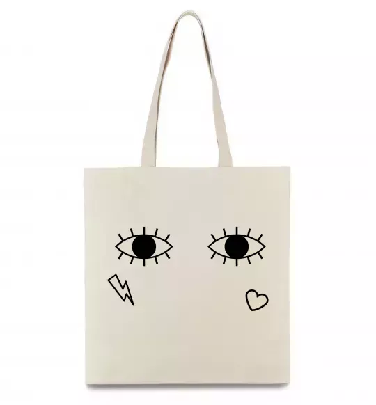 Еко-сумка Очі блискавка сердечко Бежевий фото