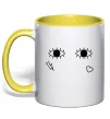 Чашка с цветной ручкой Очі блискавка сердечко Лимонный фото