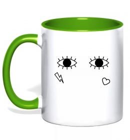 Чашка з кольоровою ручкою Очі блискавка сердечко
