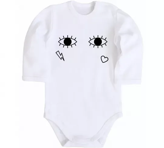 Дитячий бодік Очі блискавка сердечко Білий фото