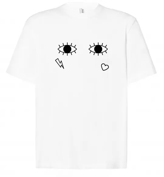 Футболка Оверсайз Очі блискавка сердечко Білий фото