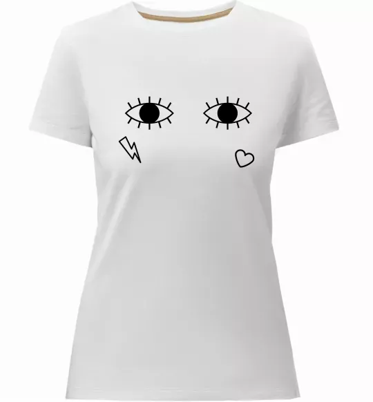 Жіноча преміум футболка Очі блискавка сердечко Білий фото