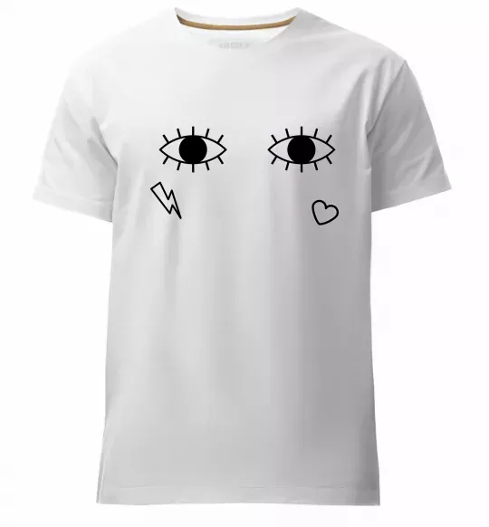 Мужская премиум футболка Очі блискавка сердечко Белый фото