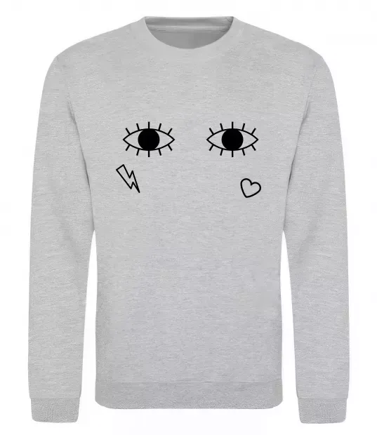 Свитшот Очі блискавка сердечко Серый меланж фото