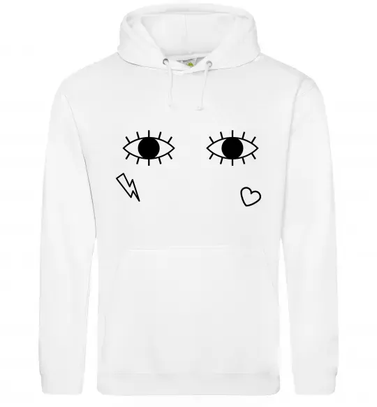 Мужская толстовка (худи) Очі блискавка сердечко Белый фото