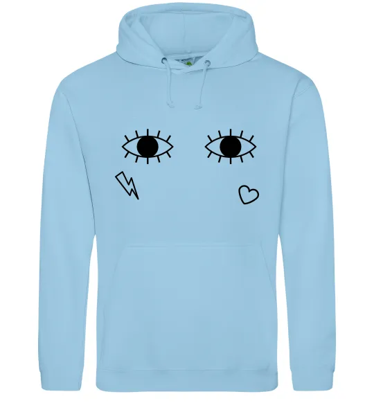 Мужская толстовка (худи) Очі блискавка сердечко Голубой фото
