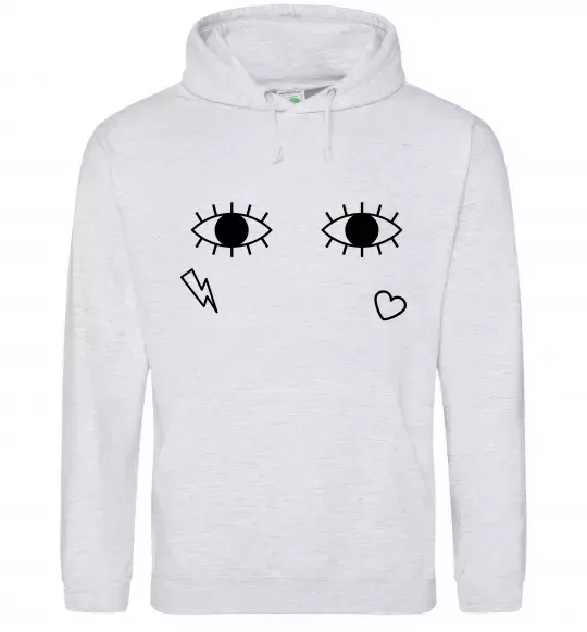 Жіноча толстовка (худі) Очі блискавка сердечко Сірий меланж фото