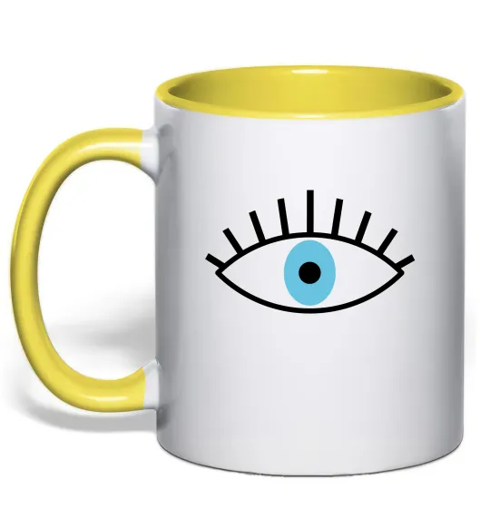 Чашка с цветной ручкой Око блакитне Лимонный фото