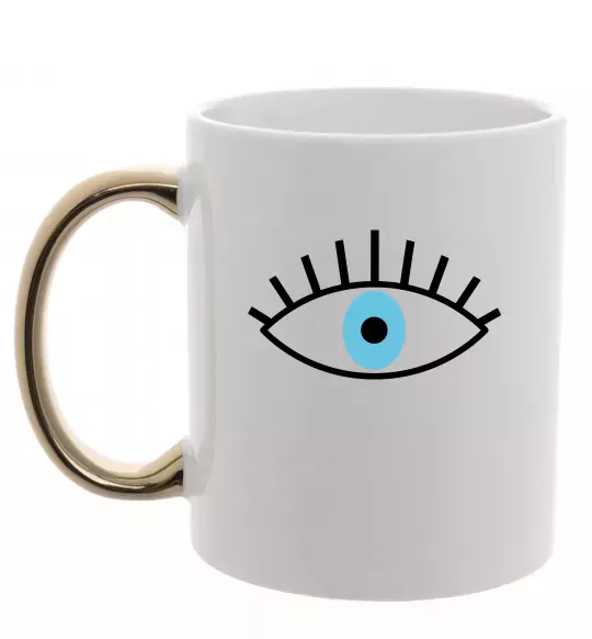 Чашка с цветной ручкой Око блакитне Золото фото
