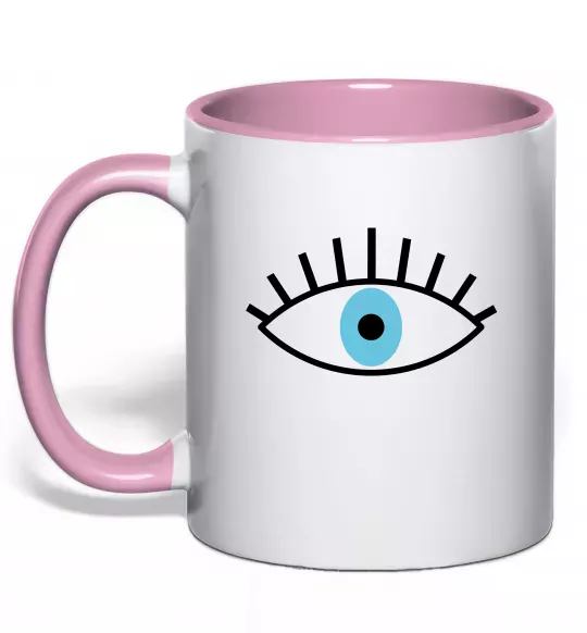Чашка с цветной ручкой Око блакитне Нежно розовый фото