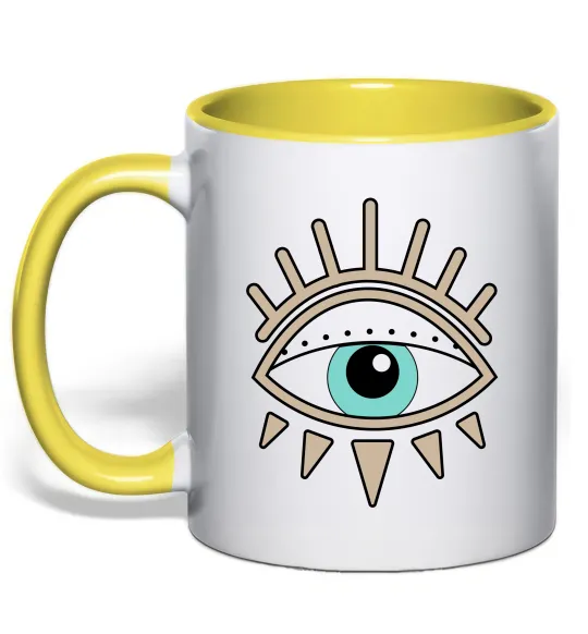 Чашка с цветной ручкой Око намальоване Лимонный фото