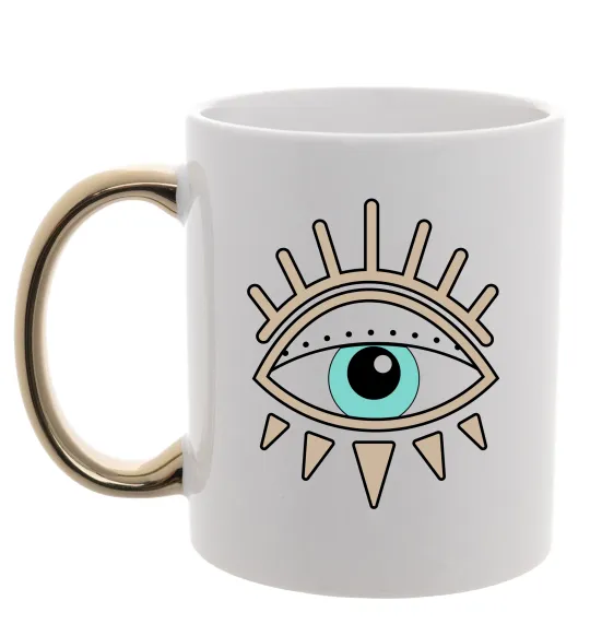Чашка с цветной ручкой Око намальоване Золото фото