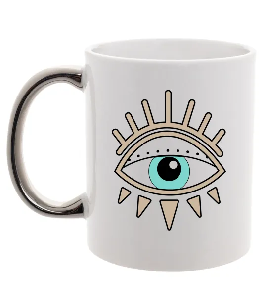 Чашка с цветной ручкой Око намальоване Серебро фото