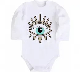 Дитячий бодік Очі блискавка сердечко Білий фото