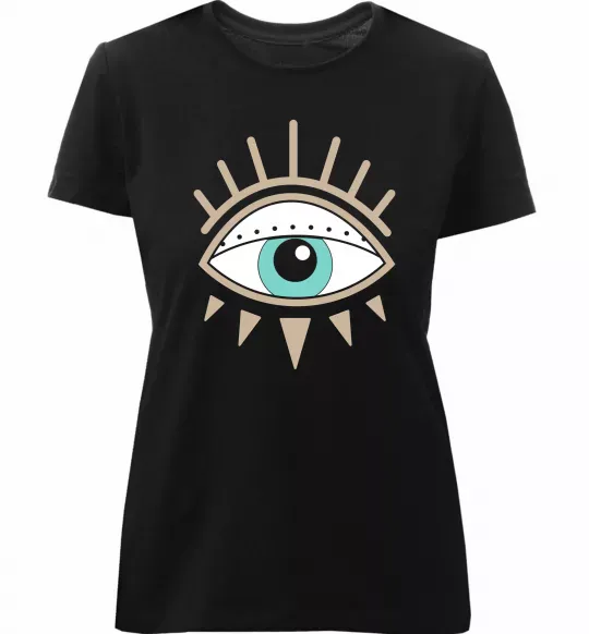 Женская премиум футболка Око намальоване Черный фото