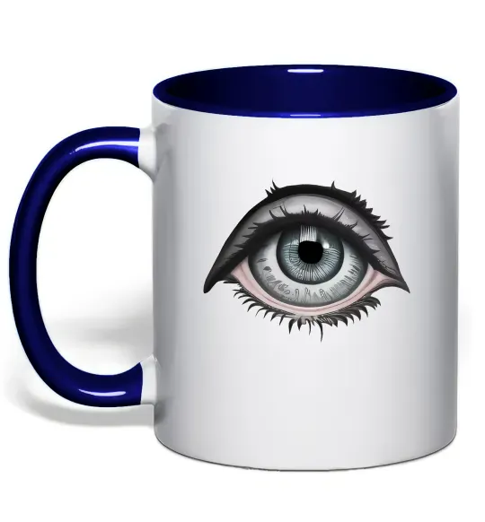Чашка з кольоровою ручкою Око з віями Глибокий темно-синій фото