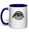 Чашка з кольоровою ручкою Око з віями Глибокий темно-синій фото